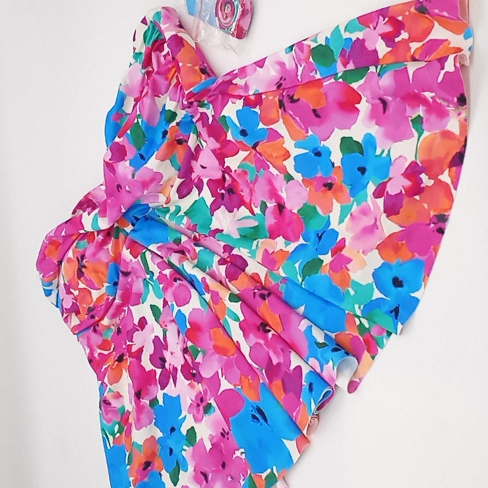 Swim‎ Solutions Twisted Bandeau Tankini Swim Top Primavera Pink 14